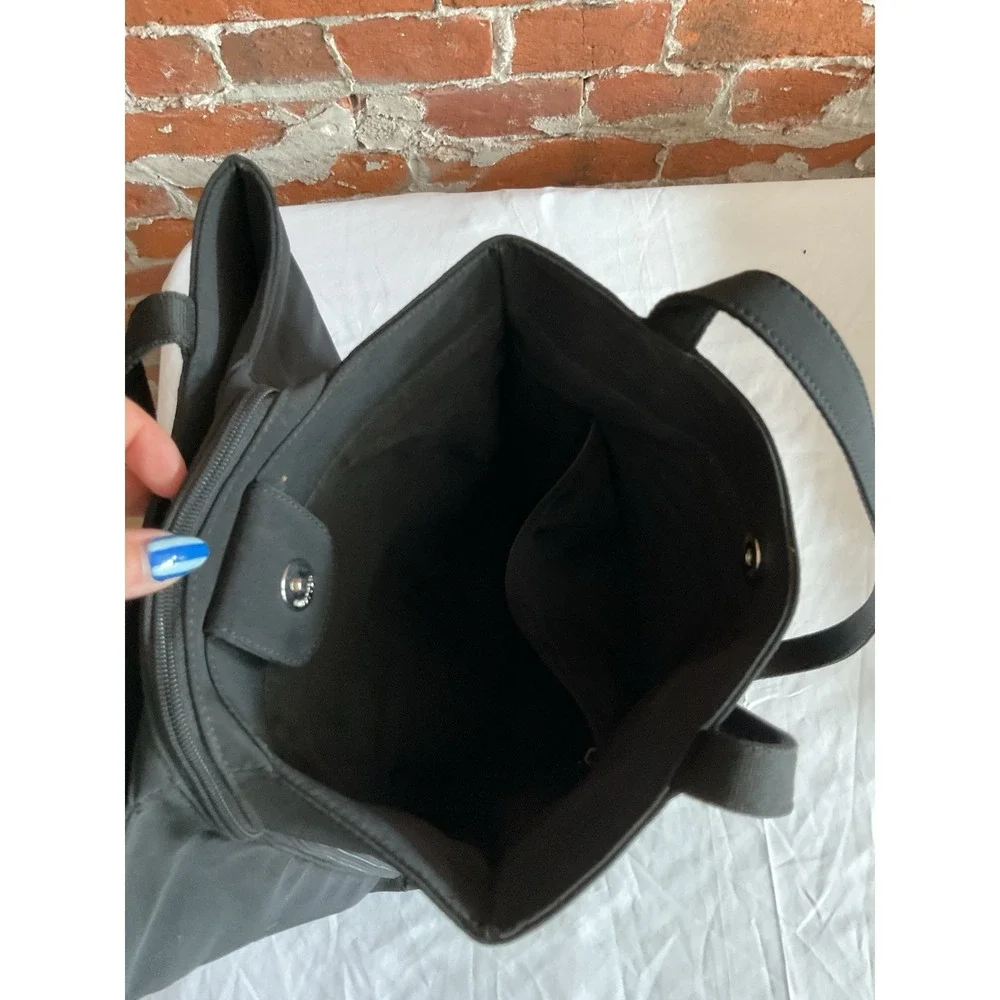 Hobo International Vintage Black Multi-Compartment Nylon Organizer Tote Bag Y2K